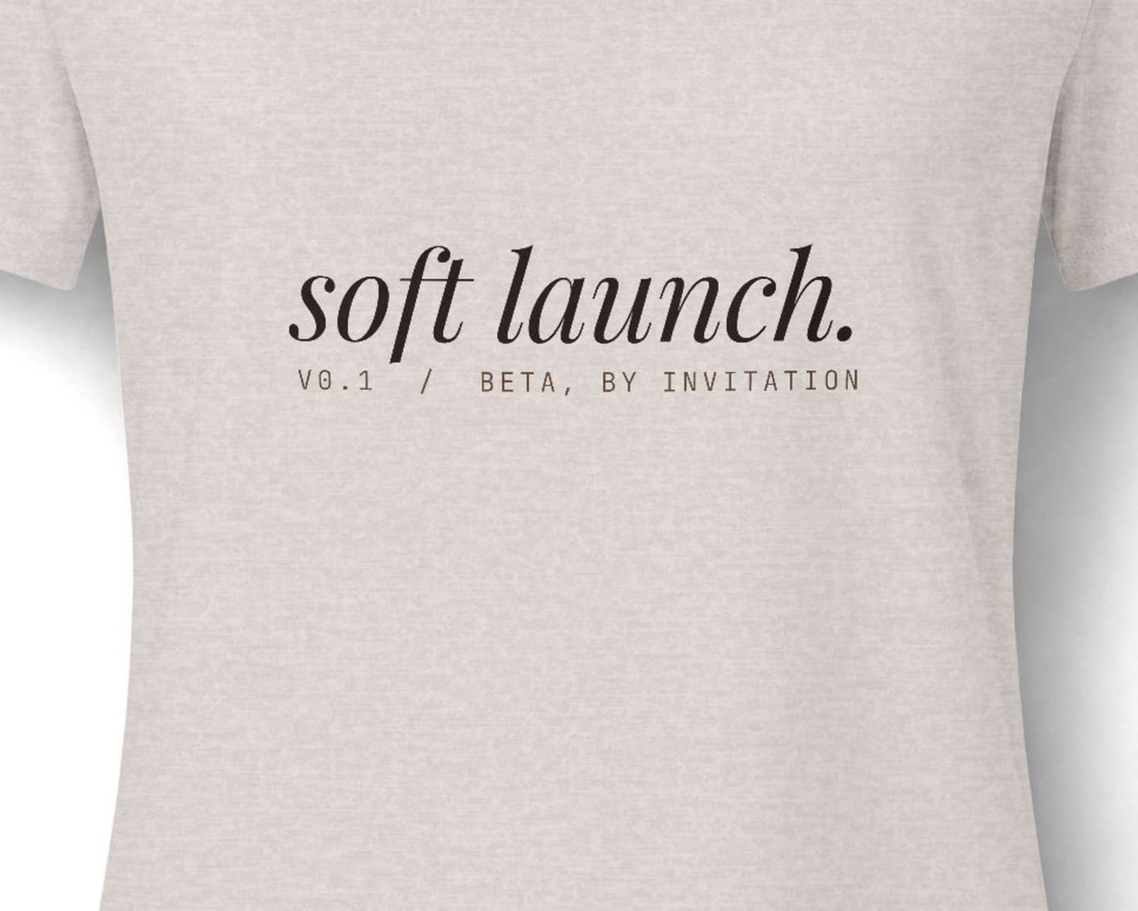 Close up of the chest print on the soft launch tee