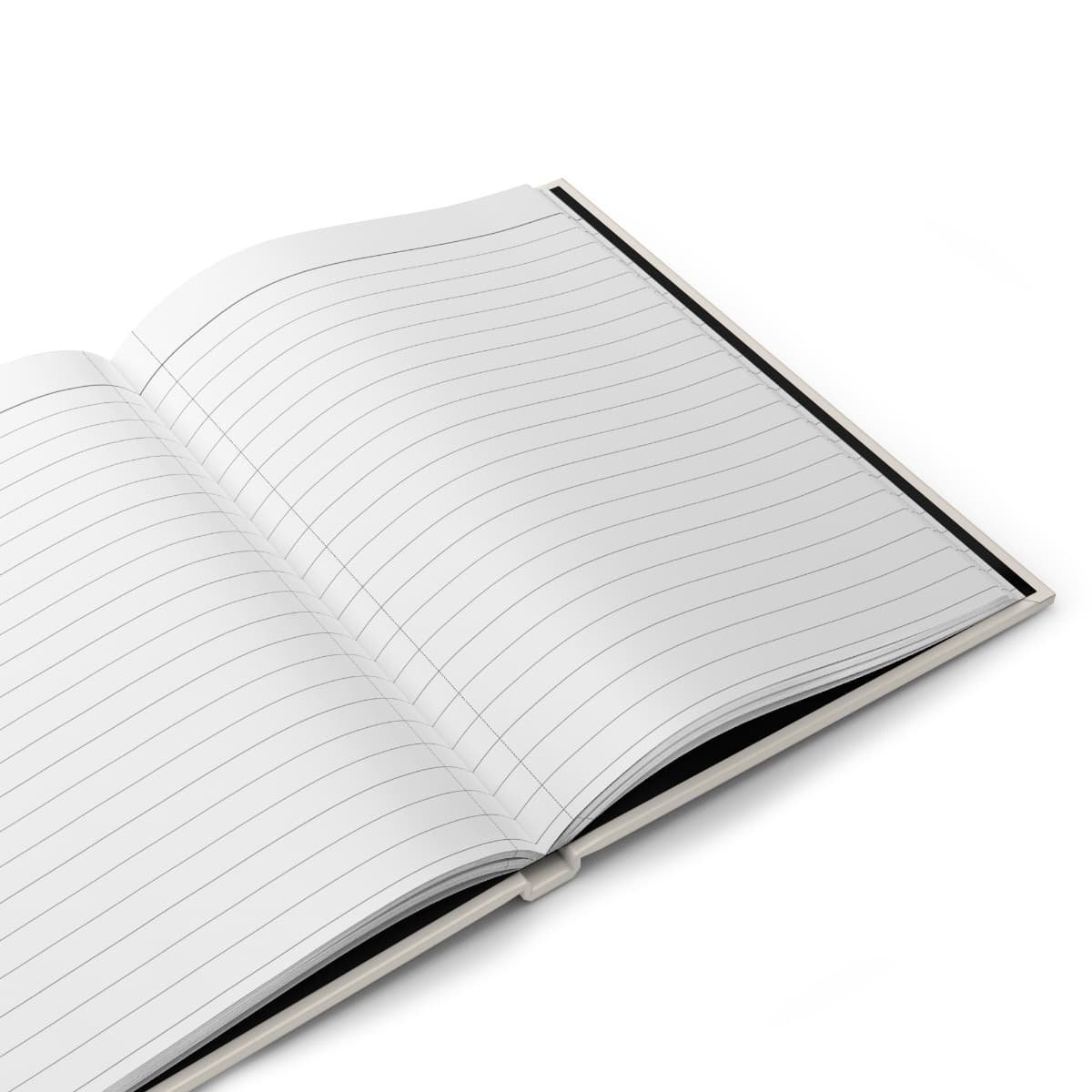 The journal lying open on its lined pages